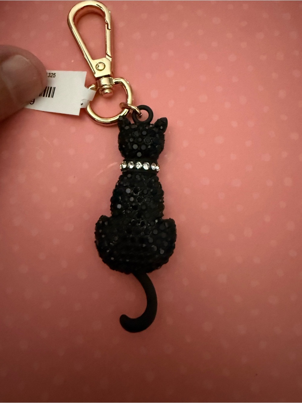 Bejeweled Black Cat bag clip or keychain
